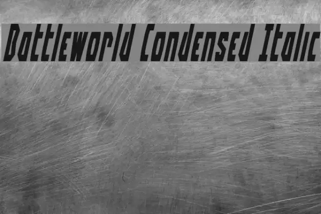 Battleworld Condensed Italic Schriftart examples