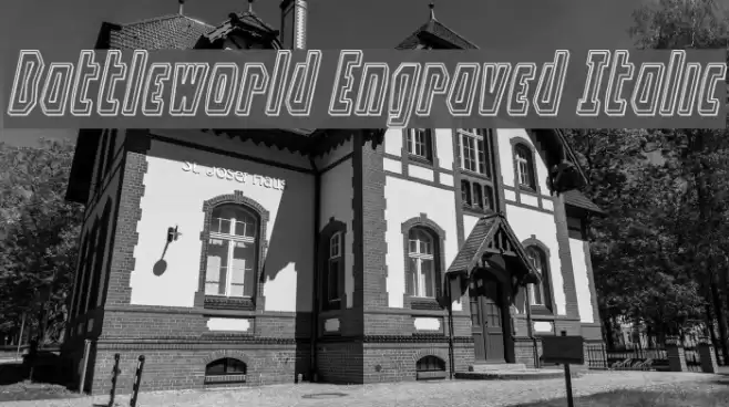 Battleworld Engraved Italic Font examples