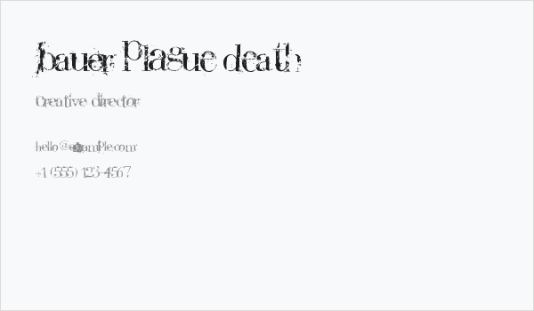 Bauer PlAGuE dEaTH Business Card