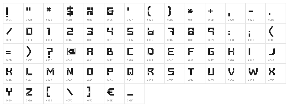 Baumarkt Bold Character Map