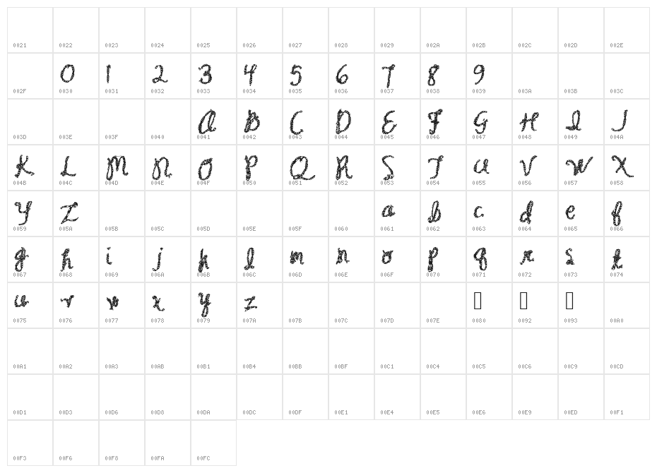 Baxter Dash Character Map