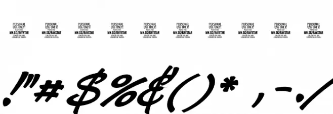 Baystar Script PERSONAL USE ONLY Bold PERSONAL USE ONLY Font OTHER CHARS