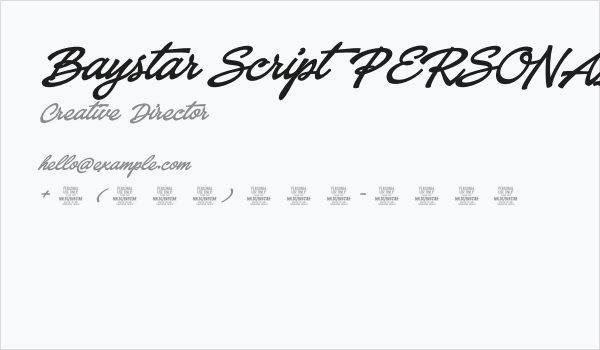 Baystar Script PERSONAL USE ONLY Bold PERSONAL USE ONLY Business Card