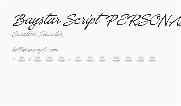 Baystar Script PERSONAL USE ONLY Light PERSONAL USE ONLY Business Card