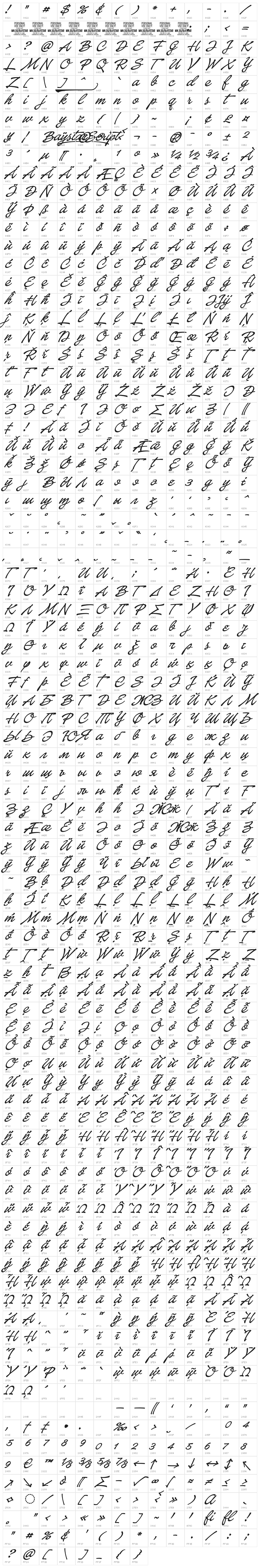 Baystar Script PERSONAL USE ONLY Medium PERSONAL USE ONLY Character Map