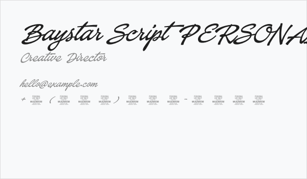 Baystar Script PERSONAL USE ONLY Medium PERSONAL USE ONLY Business Card