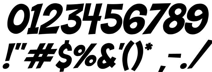 Bazinga! Italic Font OTHER CHARS
