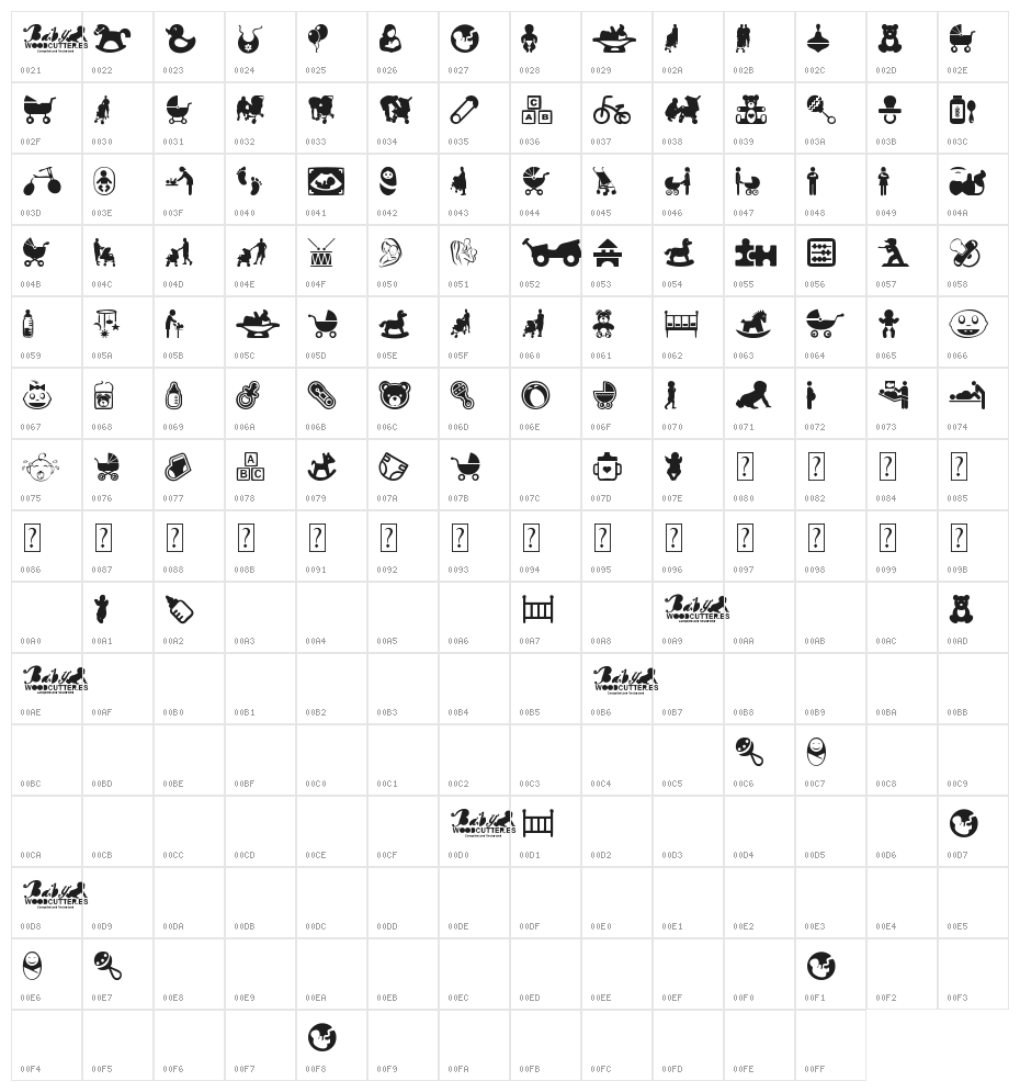 baby icons Character Map