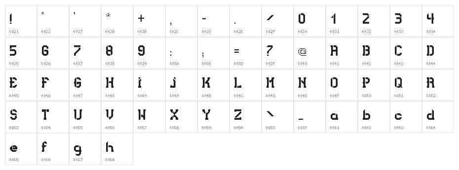 bad bold college Regular Character Map
