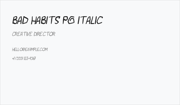 bad habits pg Italic Business Card