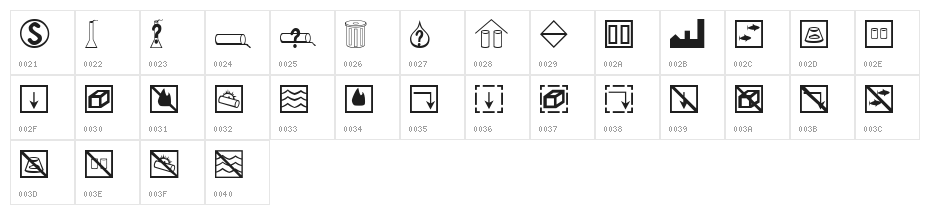 BCMELP EPD Symbols Character Map