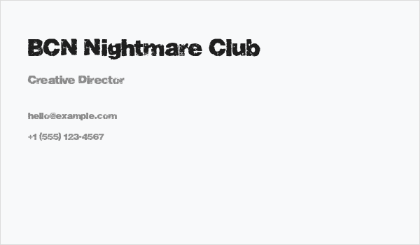 BCN Nightmare Club Business Card