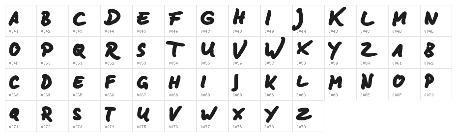 BD Lettering Reduced Black Character Map