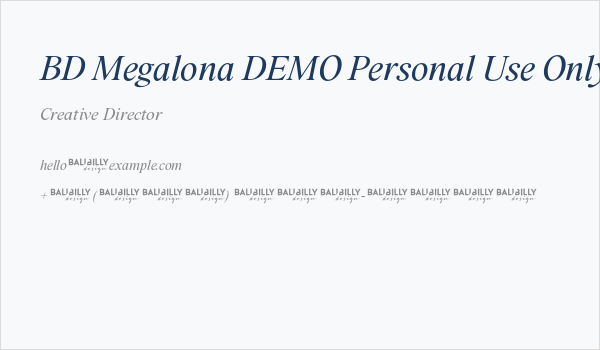 BD Megalona DEMO Personal Use Only Regular Italic Business Card