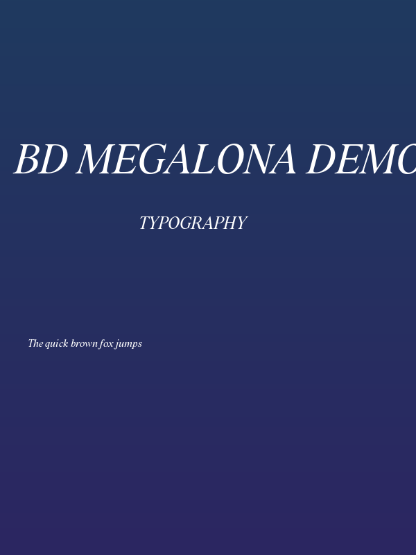 BD Megalona DEMO Personal Use Only Regular Italic Poster
