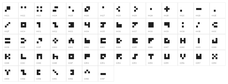 BD TINYFONT Character Map