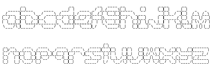 BDAsciiMax Schriftart Kleinbuchstaben