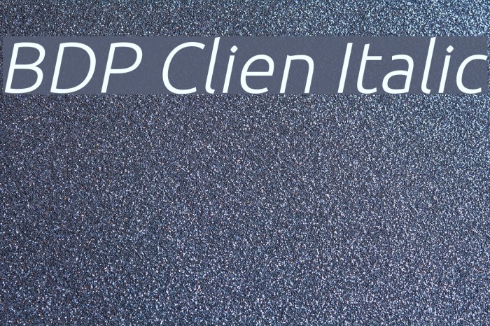 BDP Clien Italic Font examples