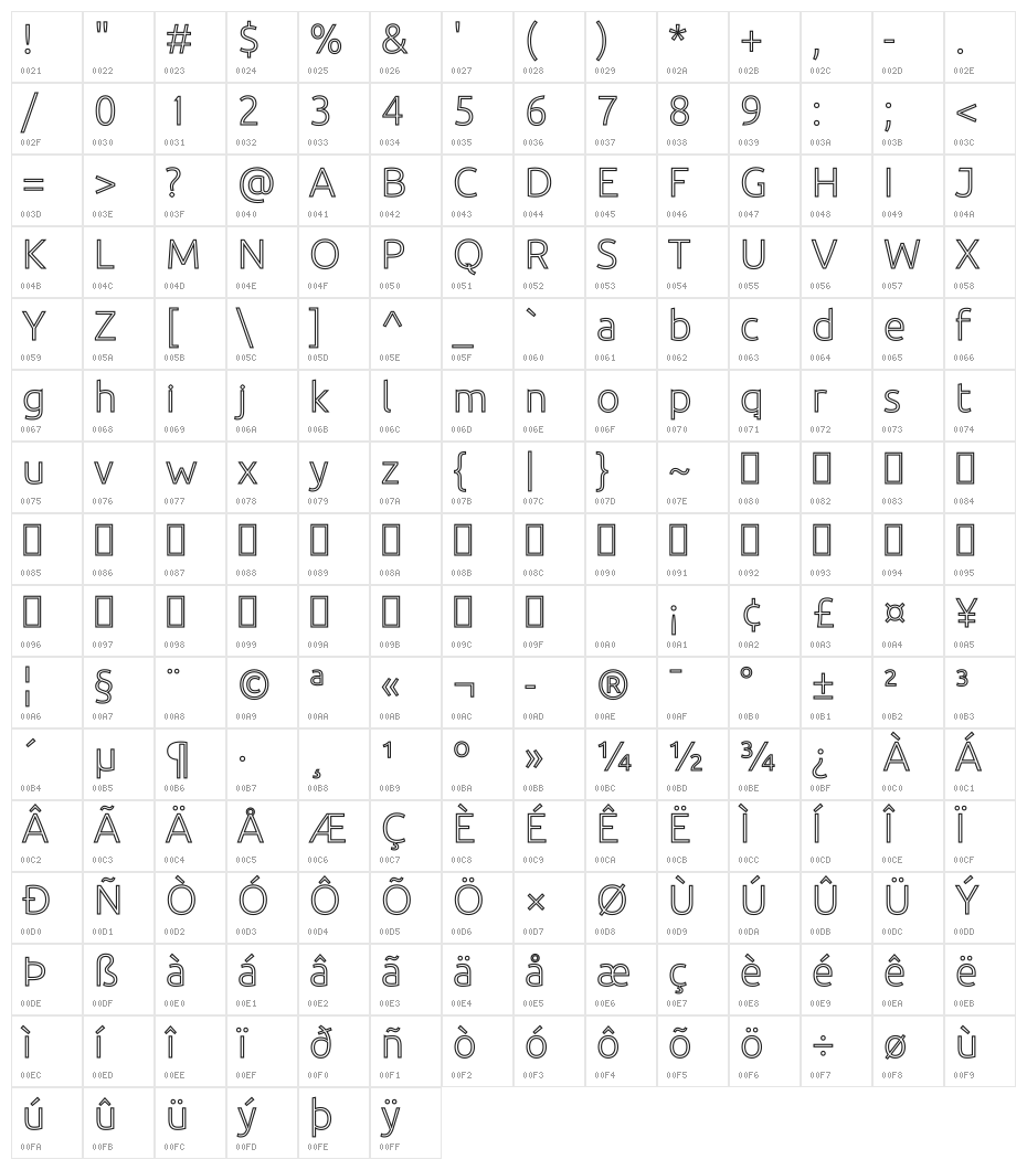 BDP Clien Regular Envulta Character Map