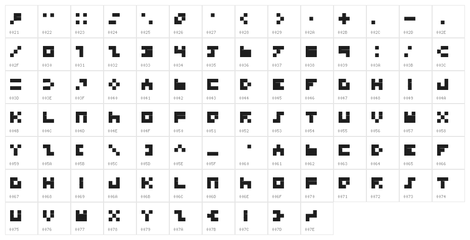 BDTINYFONT Character Map