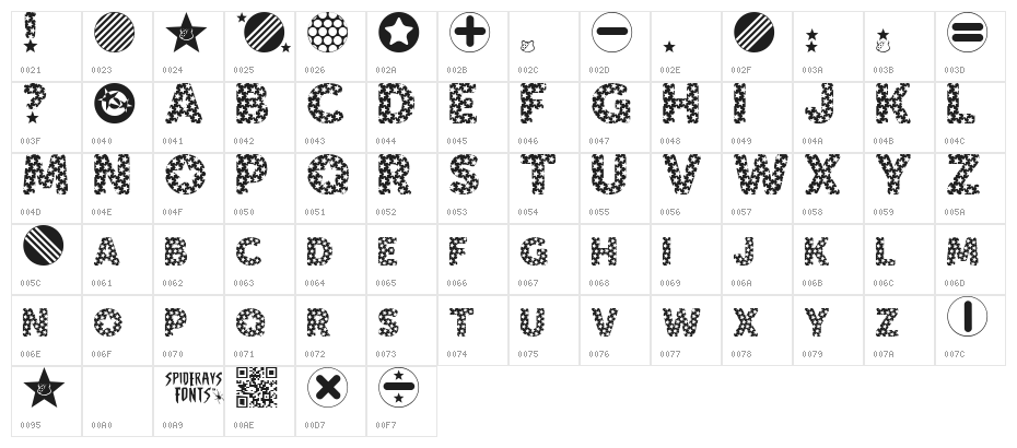 BE A STAR Character Map