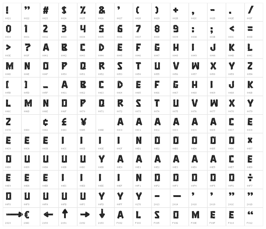 BEACHCLUB-Grunge Character Map