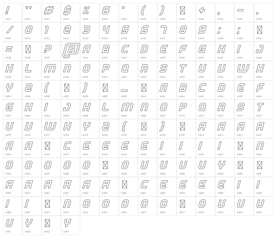 BEAT TECH Line Character Map