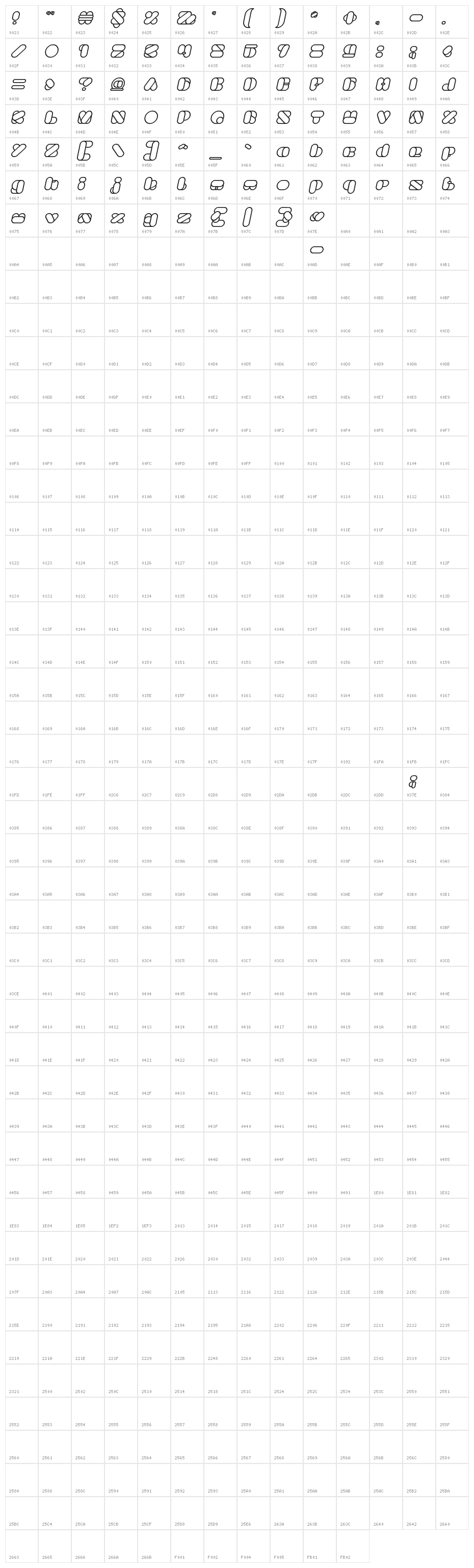 BEAUTIFUL Bold Italic Character Map