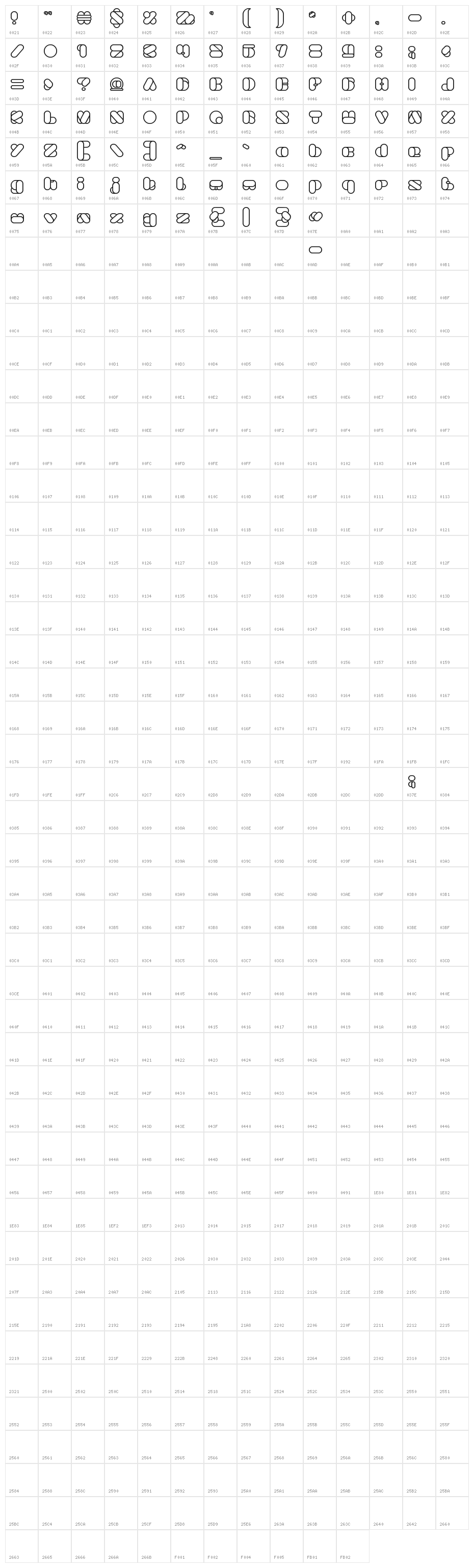 BEAUTIFUL Bold Character Map