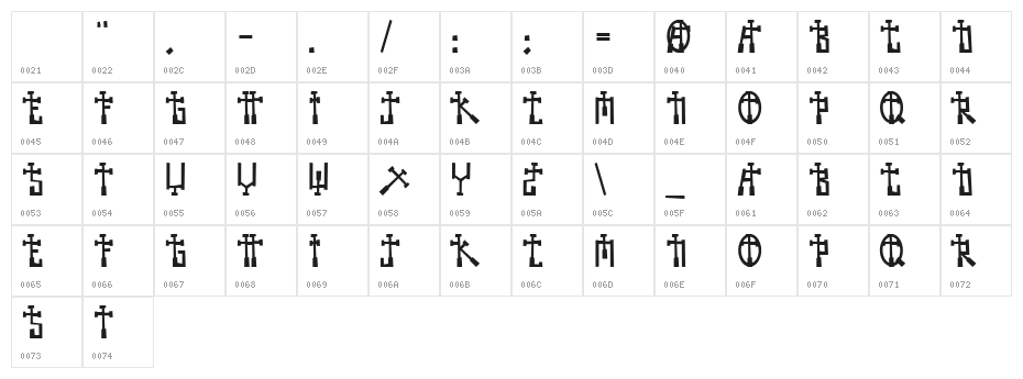 BECROSS Character Map