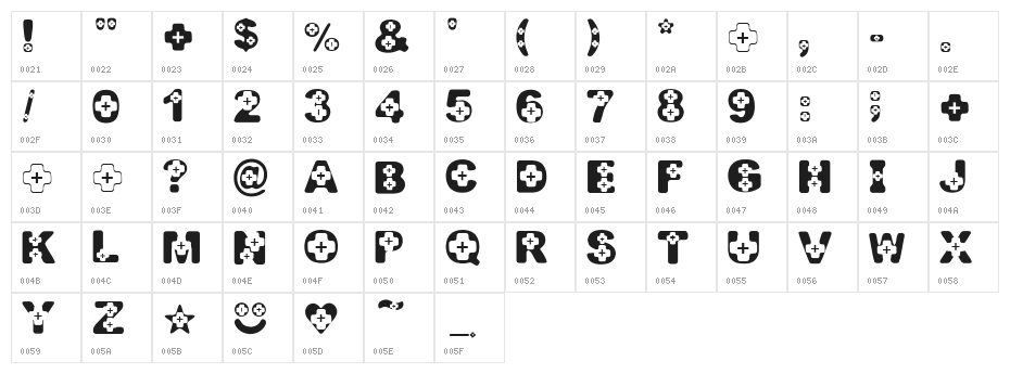 BEER02-A CROSS Character Map
