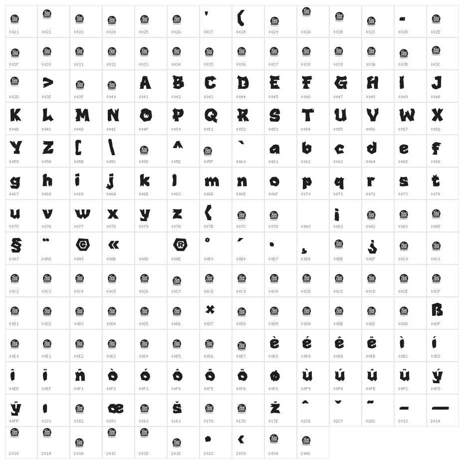 BEKORG PERSONAL USE Character Map