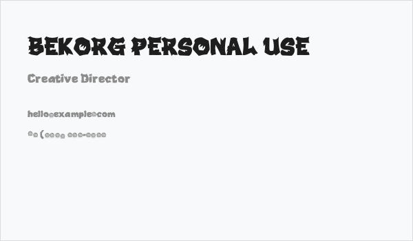 BEKORG PERSONAL USE Business Card