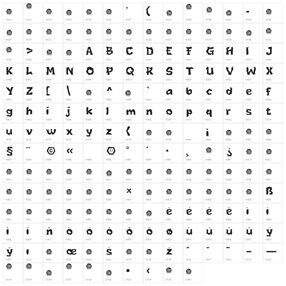 BEKORG THIN PERSONAL USE Character Map