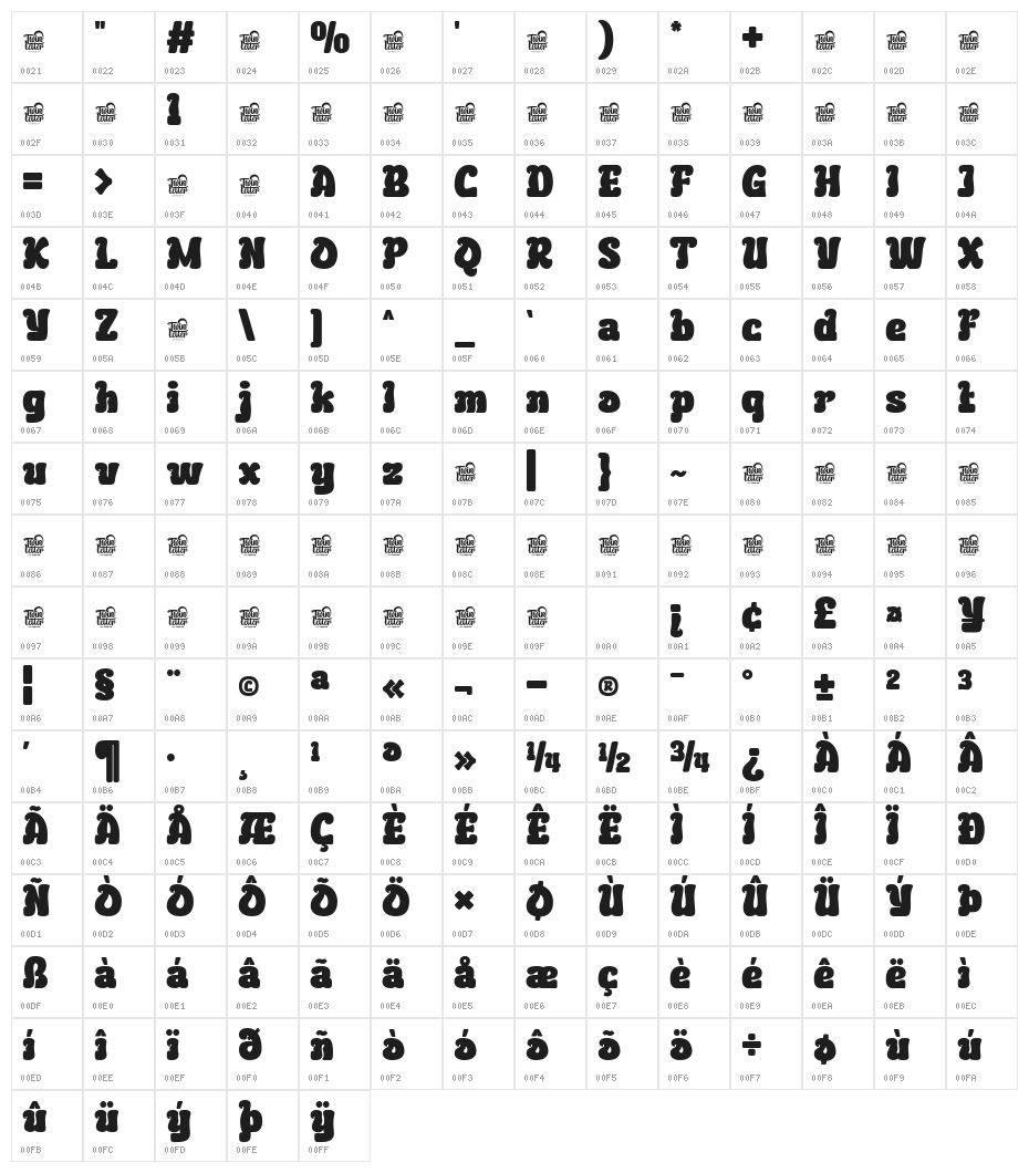 BEKURI Trial Regular Character Map