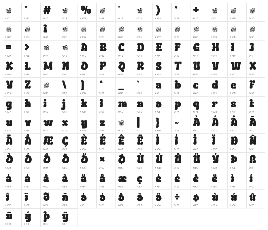 BEKURITrial-Regular Character Map