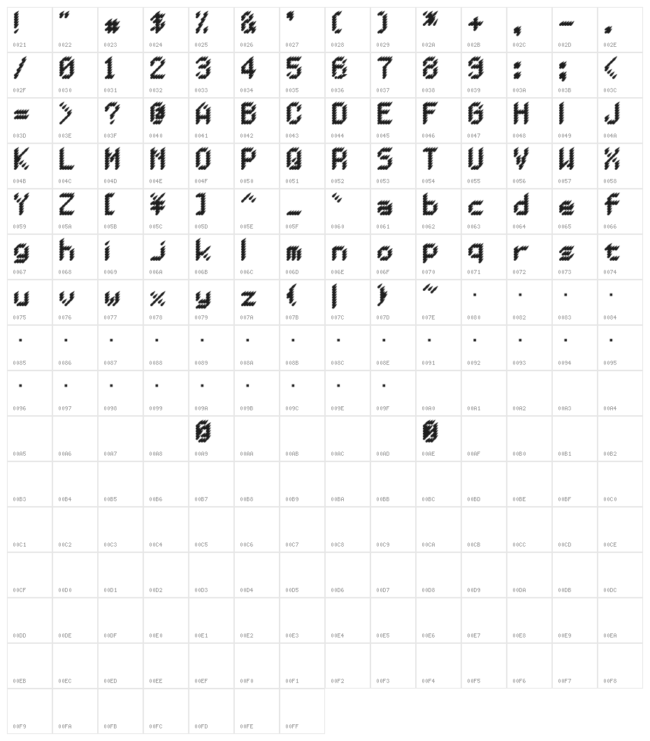 BERLIN REDRAIN Regular Character Map