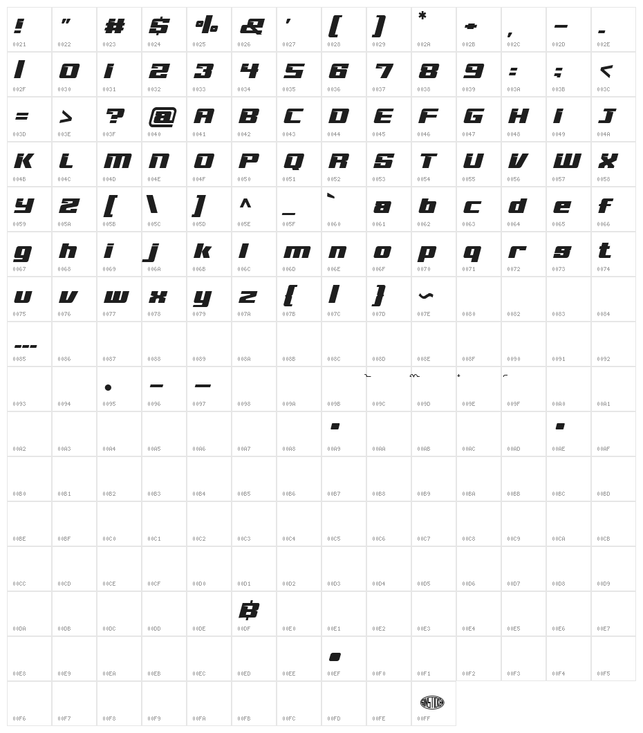 BESTINCLASS-Regular Character Map