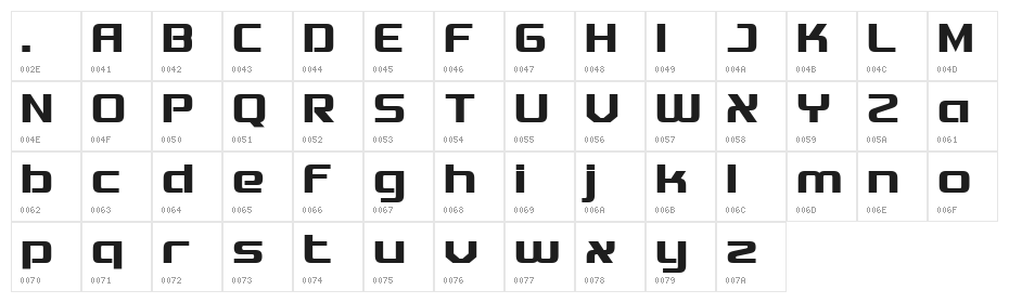 BEXTRA Regular Character Map