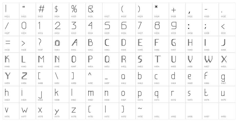 Be Lati Regular Character Map