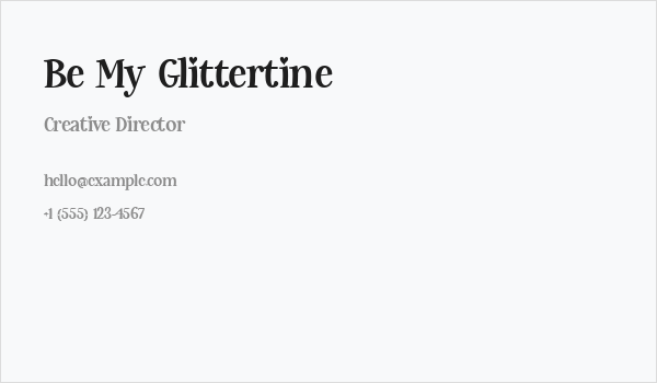 Be My Glittertine Business Card