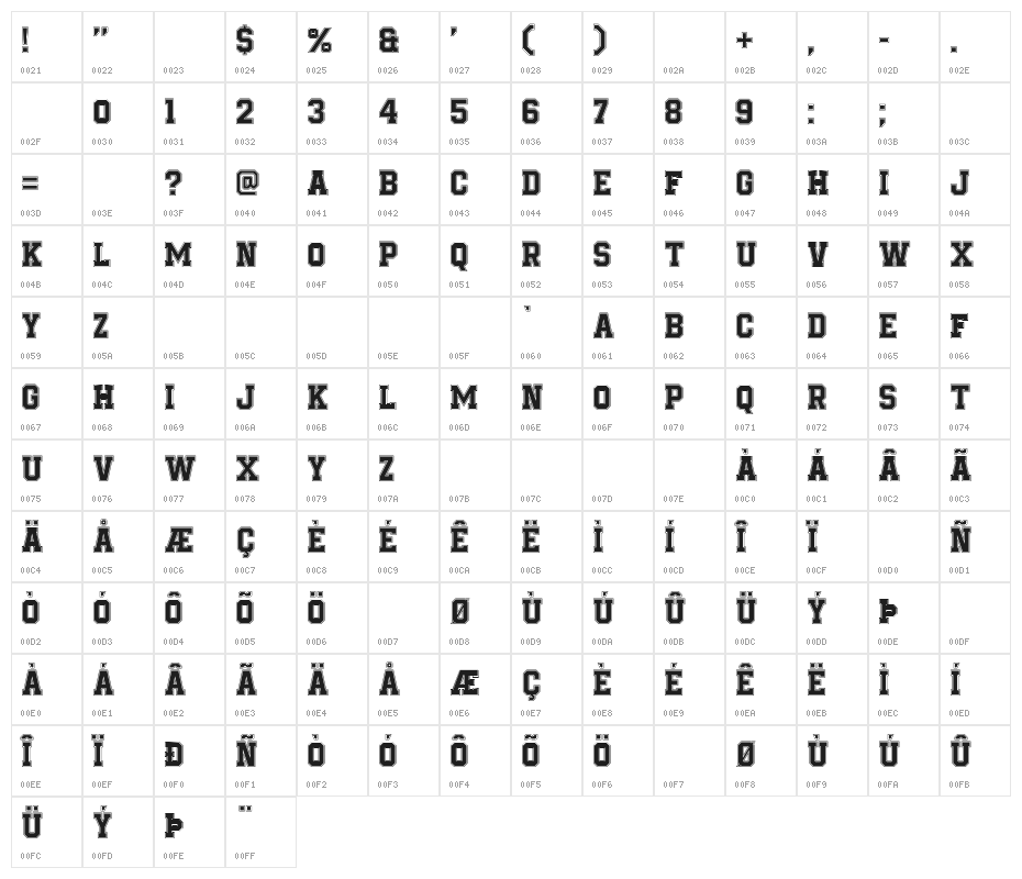 Be True To Your School Regular Character Map