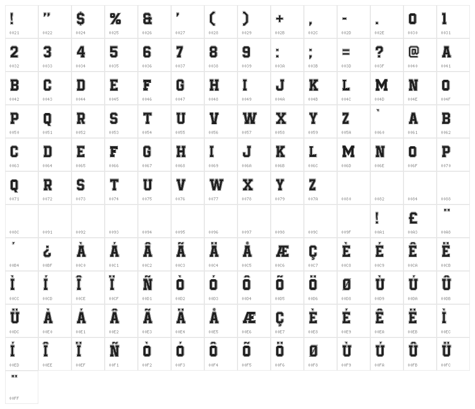 Be True To Your School Regular Character Map