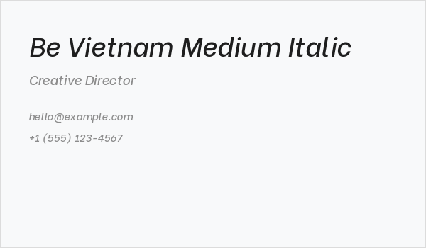 Be Vietnam Medium Italic Business Card