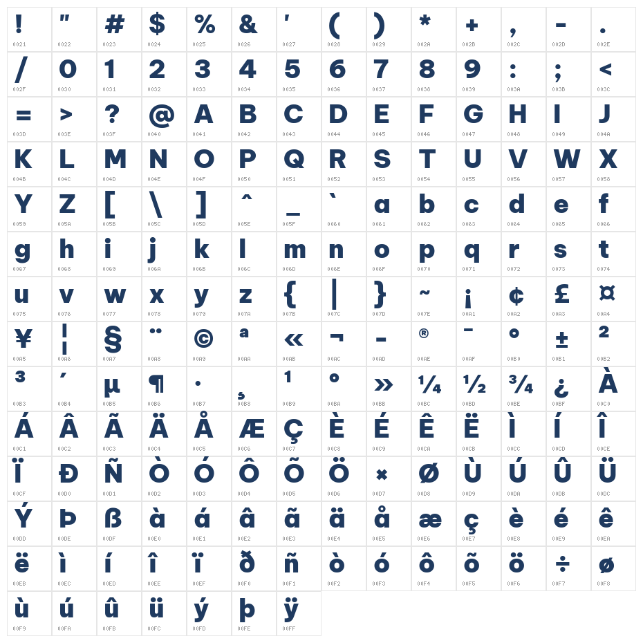 Be Vietnam Pro Black Character Map