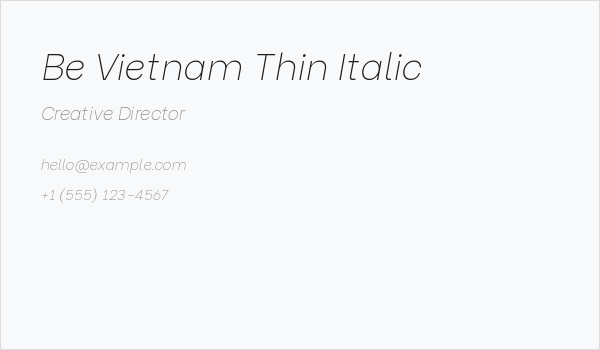 Be Vietnam Thin Italic Business Card
