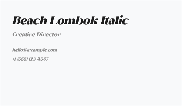 Beach Lombok Italic Business Card