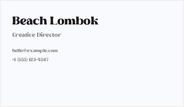 Beach Lombok Business Card