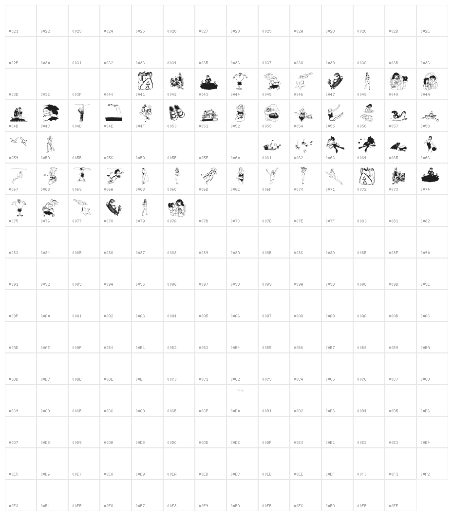 BeachBats Character Map