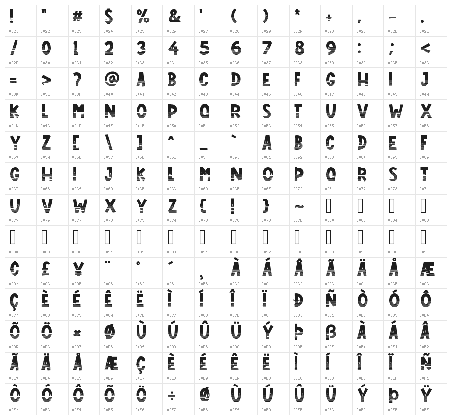 BeachSunset-Regular Character Map
